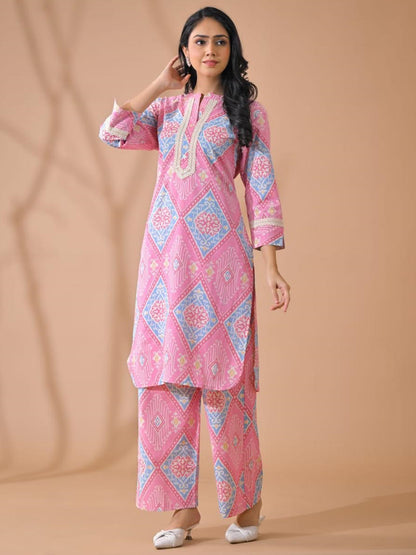 PINK ELEGANCE PRINTED COORDS SET