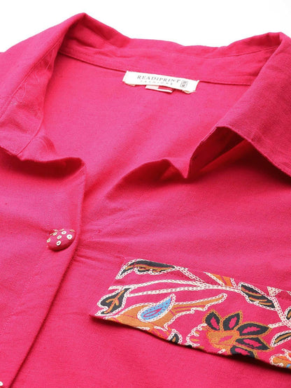 Pink Printed Kurta Style Coords with Flap