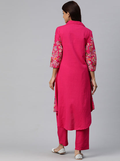 Pink Printed Kurta Style Coords with Flap