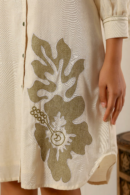 BEIGE COLOR COTTON DRESS