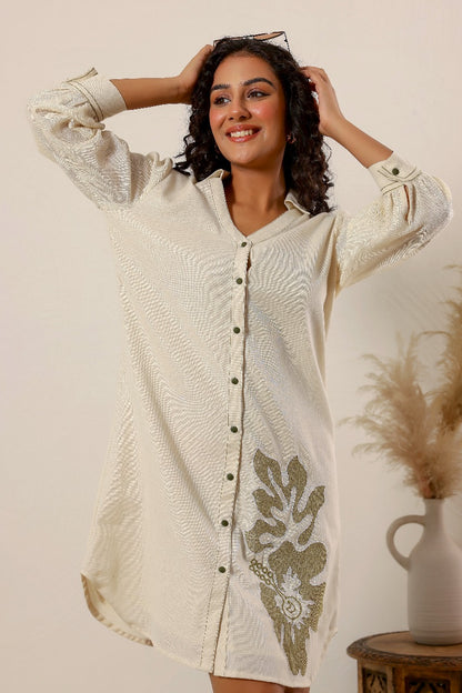 BEIGE COLOR COTTON DRESS