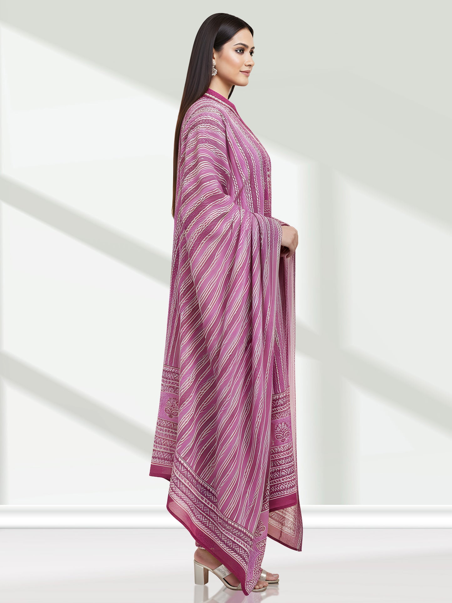 PINK BANDHEJ KURTA SET
