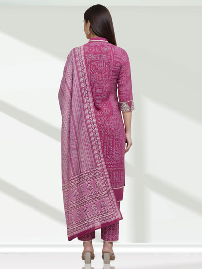 PINK BANDHEJ KURTA SET