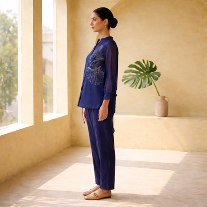Royal Blue Coords with Silver Flower