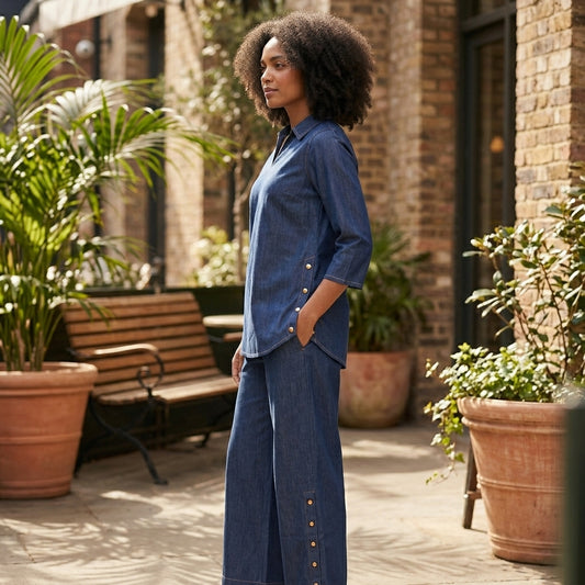 Denim Coord with Golden Button