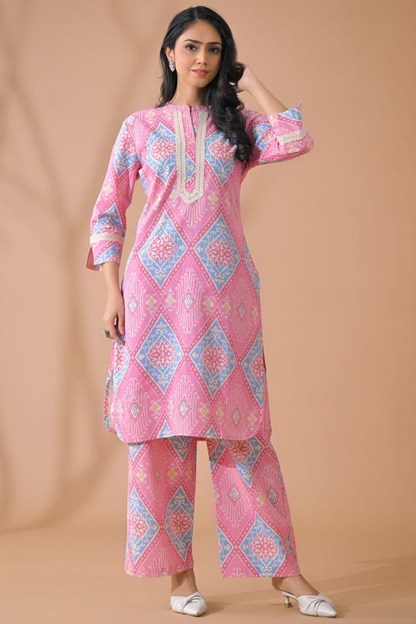 PINK ELEGANCE PRINTED COORDS SET